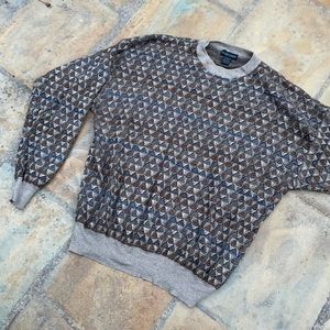 Eclectic grandpa 2XL tall men’s sweater, crew news, 1980 vintage